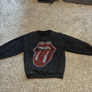 Rolling Stones Black and Red Crew Neck Sweater